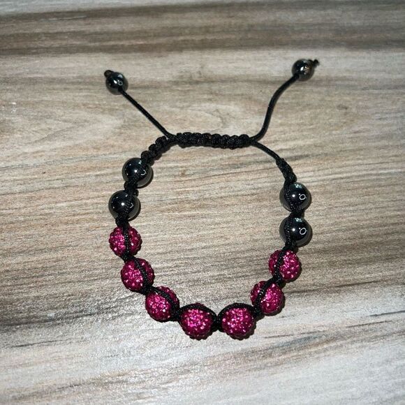 Shamballa Bracelet Women’s Magenta Zircon Balls Adjustable Bohemian Classiccore - Picture 1 of 7